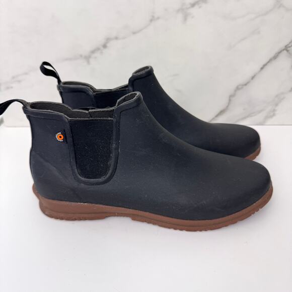 Bogs Womens Sweet Pea Chelsea Boots Size 10 Waterproof Rain Garden Black - Picture 2 of 10
